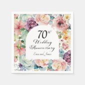 70e bruiloft Jubileum Elegant Script Floral Servet (Voorkant)