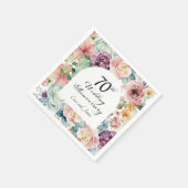 70e bruiloft Jubileum Elegant Script Floral Servet (Hoek)