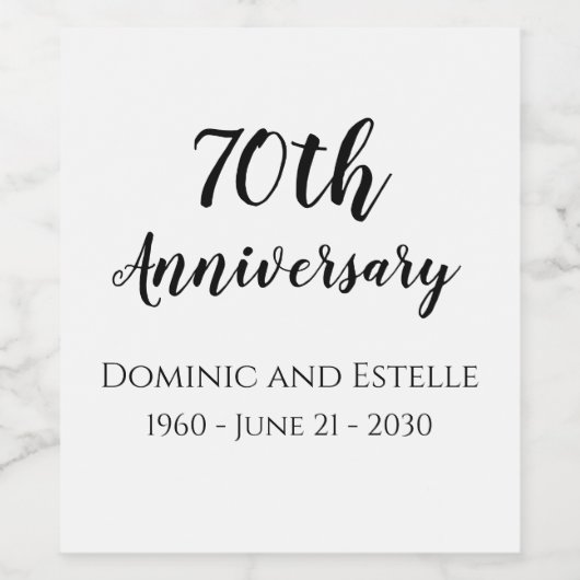 70e bruiloft Jubileum geschenk wijnfles label Wijn Etiket (Enkel label)
