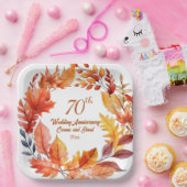 70e bruiloft Jubileum Herfst Bloemen Papieren Bordje (Feest)