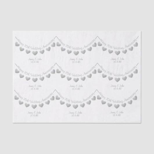 70e Bruiloft Jubileum Platina hart papier (Voorkant)