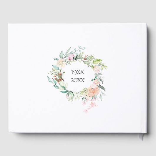 70e bruiloft Jubileum Rozen Floral Garland Gastenboek (Achterkant)