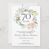 70e bruiloft Jubileum Rozen Floral Garland Save The Date (Voorkant)