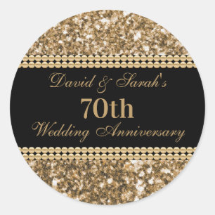 70e bruiloft Jubileum viering gouden glitter Ronde Sticker