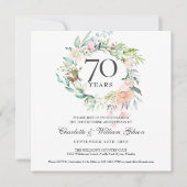 70e bruiloft Jubileum Waterverf Bloemen Kaart (Voorkant)