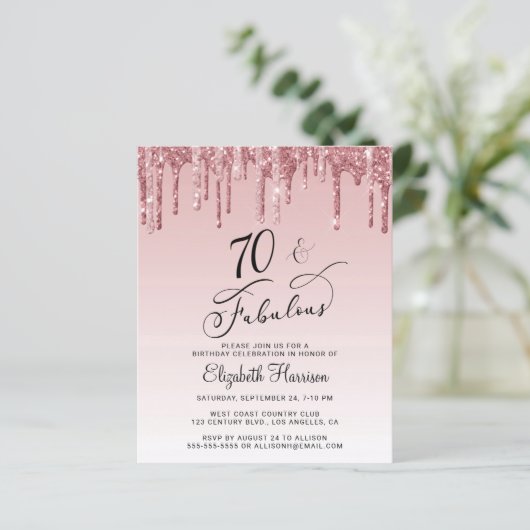 70e budgettaire Roos Gold Pink Glitter (Staand voorkant)