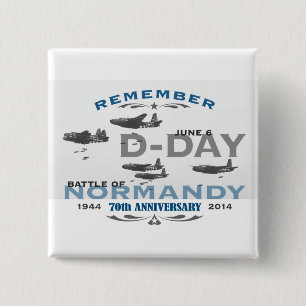 70e D-Day Air Battle of Normandy Jubileum Vierkante Button 5,1 Cm