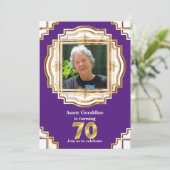 70e elegante gouden paarse witte fotolijst zeventi kaart (Staand voorkant)