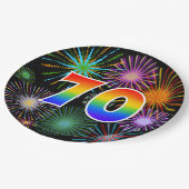 70e Evenement - Leuk, Kleurrijk, Vet, Regenboog 70 Papieren Bordje (Gekanteld)