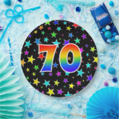 70e Evenement: Vet, Leuk, Kleurrijke Regenboog 70 Papieren Bordje (Feest)