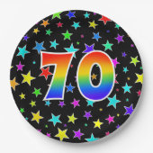 70e Evenement: Vet, Leuk, Kleurrijke Regenboog 70 Papieren Bordje (Voorkant)