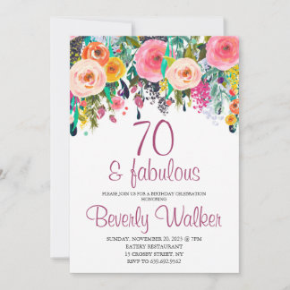 70e Fabulous Floral Waterverf Verjaardagsfeest Kaart