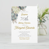 70e Floral Elegant Moderne Foto Verjaardag Kaart (Staand voorkant)