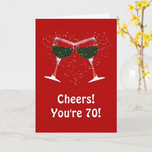 70e Funny Wine Land Birthday Kaart (Gele Bloem)