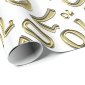 70e geboorte nummer Patroon Gold en wit (L) Cadeaupapier (Rol Hoek)