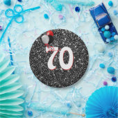 70e geboortedag ballonnen op zwarte glitter papieren bordje (Feest)