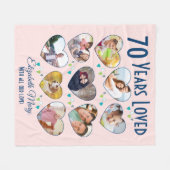 70e geboortedag Hart Foto Collage Fleece Deken (Voorkant (Horizontaal))