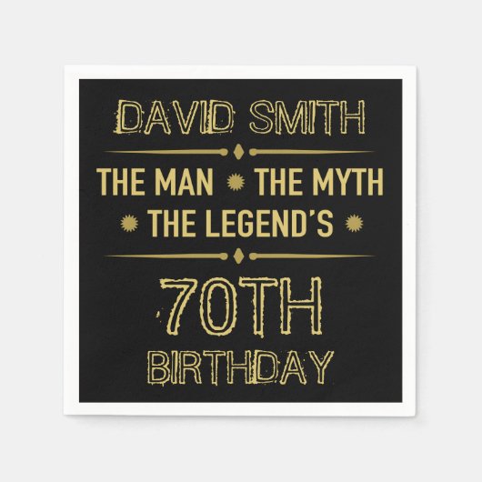 70e geboortedag Man Myth Legend Servet (Voorkant)