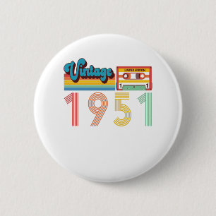70e geboortedag Retro 1951 Cassettebandje Ronde Button 5,7 Cm