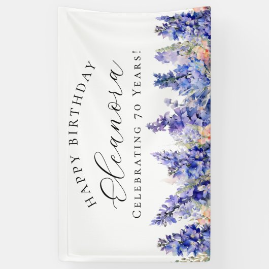 70e Gelukkige Verjaardag Banner Blauw Juli Geboort (Verticaal)