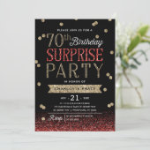 70e Glitter Confetti Surprise Party Invitation Kaart (Staand voorkant)