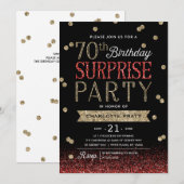 70e Glitter Confetti Surprise Party Invitation Kaart (Voorkant / Achterkant)
