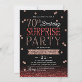 70e Glitter Confetti Surprise Party Invitation Kaart (Voorkant)