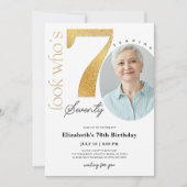 70e Gold Birthday-uitnodiging met foto Kaart (Voorkant)