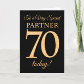 70e Gold-effect op Black, voor Partner Birthday Kaart (Voorkant)