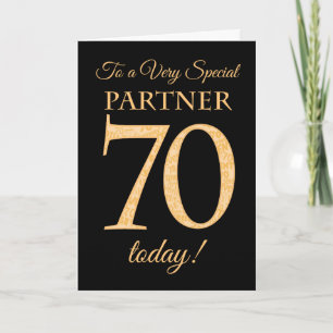 70e Gold-effect op Black, voor Partner Birthday Kaart