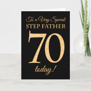 70e Gold-effect op Black, voor Stepfather Birthday Kaart