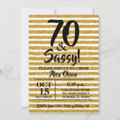 70e Gold Glitter Stripes Birthday Invitations (Voorkant)