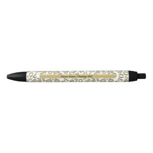 70e Gold/White Birthday Favor Gift personaliseren Zwarte Inkt Pen
