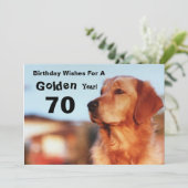 70e Golden Years Birthday Golden Retriever Card Kaart (Staand voorkant)