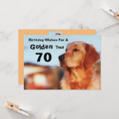 70e Golden Years Birthday Golden Retriever Card Kaart (Voorkant / Achterkant in situ)