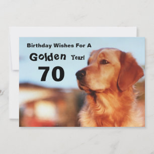 70e Golden Years Birthday Golden Retriever Card Kaart