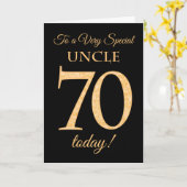 70e Goud-effect op zwart, voor Uncle Birthday Kaart (Gele Bloem)