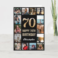 70e Happy Birthday Black en Gold Photo Collage