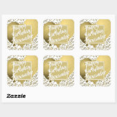 70e Happy Birthday Gold/White Number Pattern Vierkante Sticker (Vel)