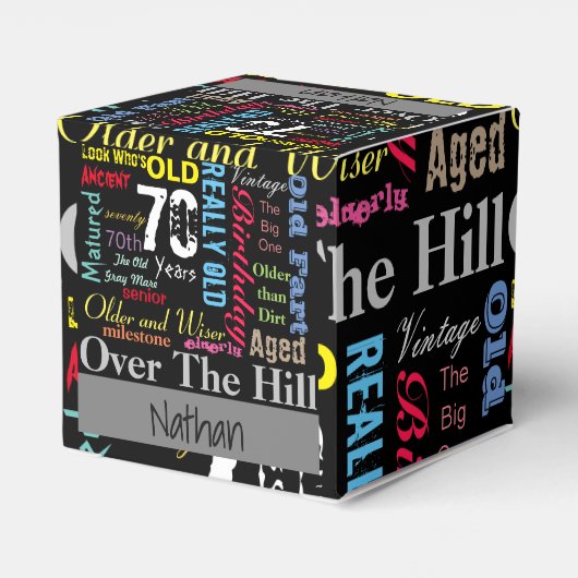 70e Happy BIrthday in een graffiti-stijl Bedankdoosjes (Achterkant)