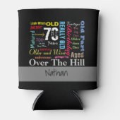 70e Happy BIrthday in een graffiti-stijl Blikjeskoeler (Voorkant)