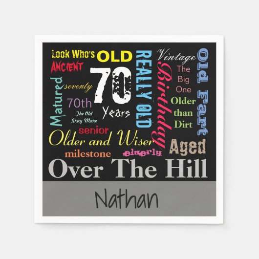 70e Happy BIrthday in een graffiti-stijl Servetten (Voorkant)