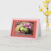 70e Happy Birthday Kaart - Bloemenboeket (Gele Bloem)