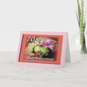 70e Happy Birthday Kaart - Bloemenboeket