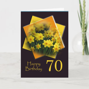 70e Happy Birthday Kaart - Gele narcissen