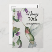 70e Hummingbird Garden Verjaardagskaart Briefkaart (Voorkant / Achterkant)