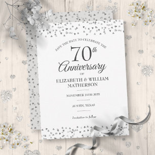 70e huwelijksjubileum liefdesharten save the date briefkaart