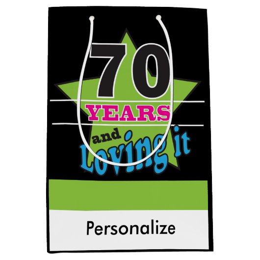 70e jaar en liefhebbend - 70e verjaardag medium cadeauzakje (Voorkant)