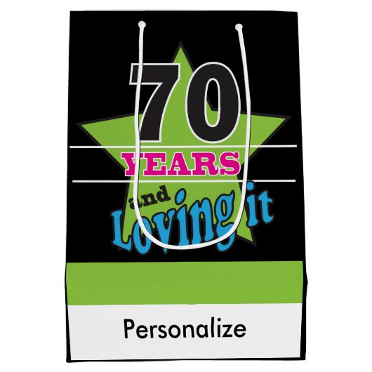 70e jaar en liefhebbend - 70e verjaardag medium cadeauzakje (Achterkant)