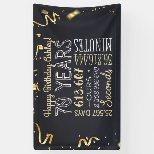 70e jaarbanner - 70 jaar in uren en seconden spandoek (Verticaal)